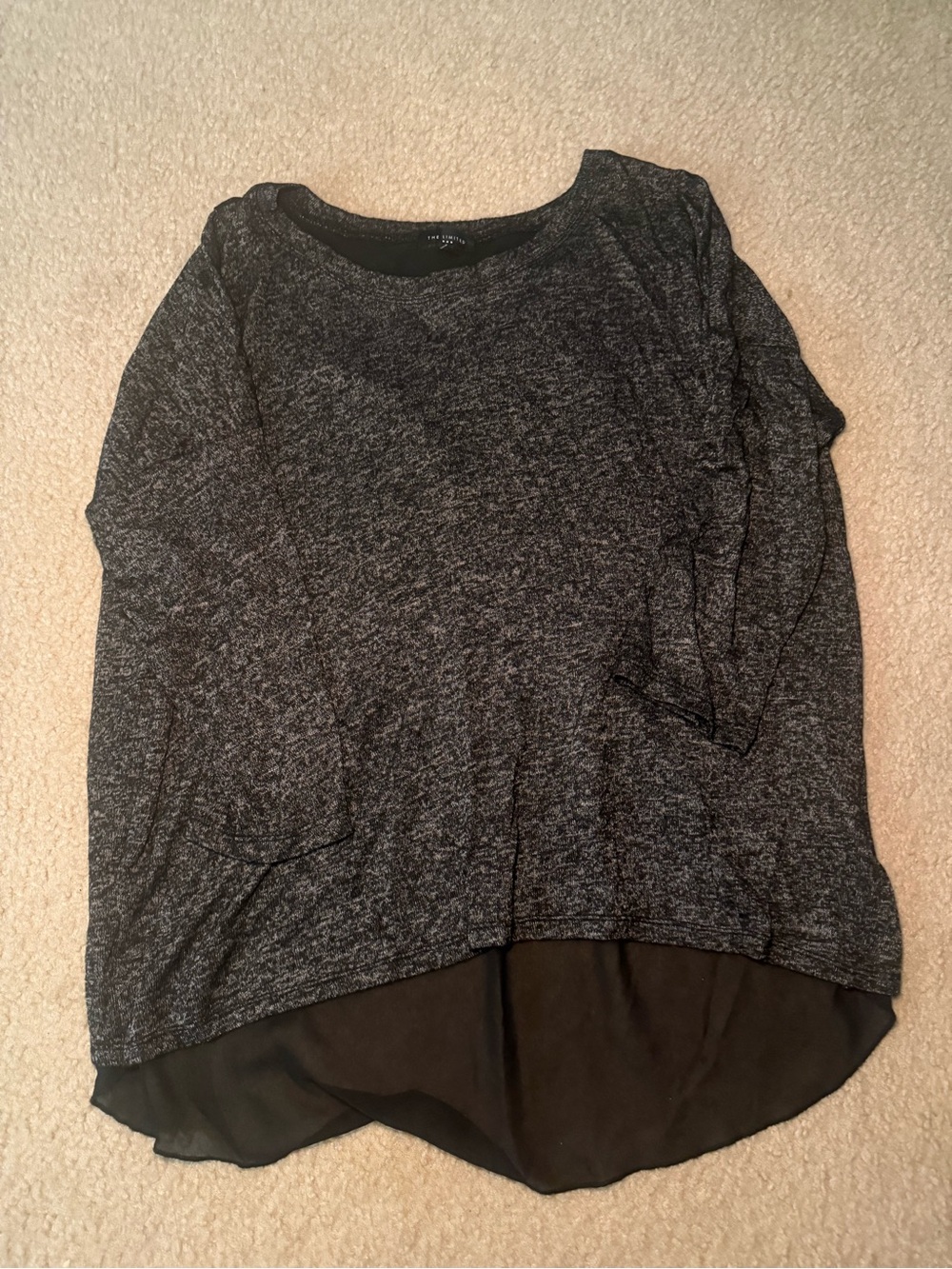The Limited Black Heather Layered Long-Sleeve Tunic